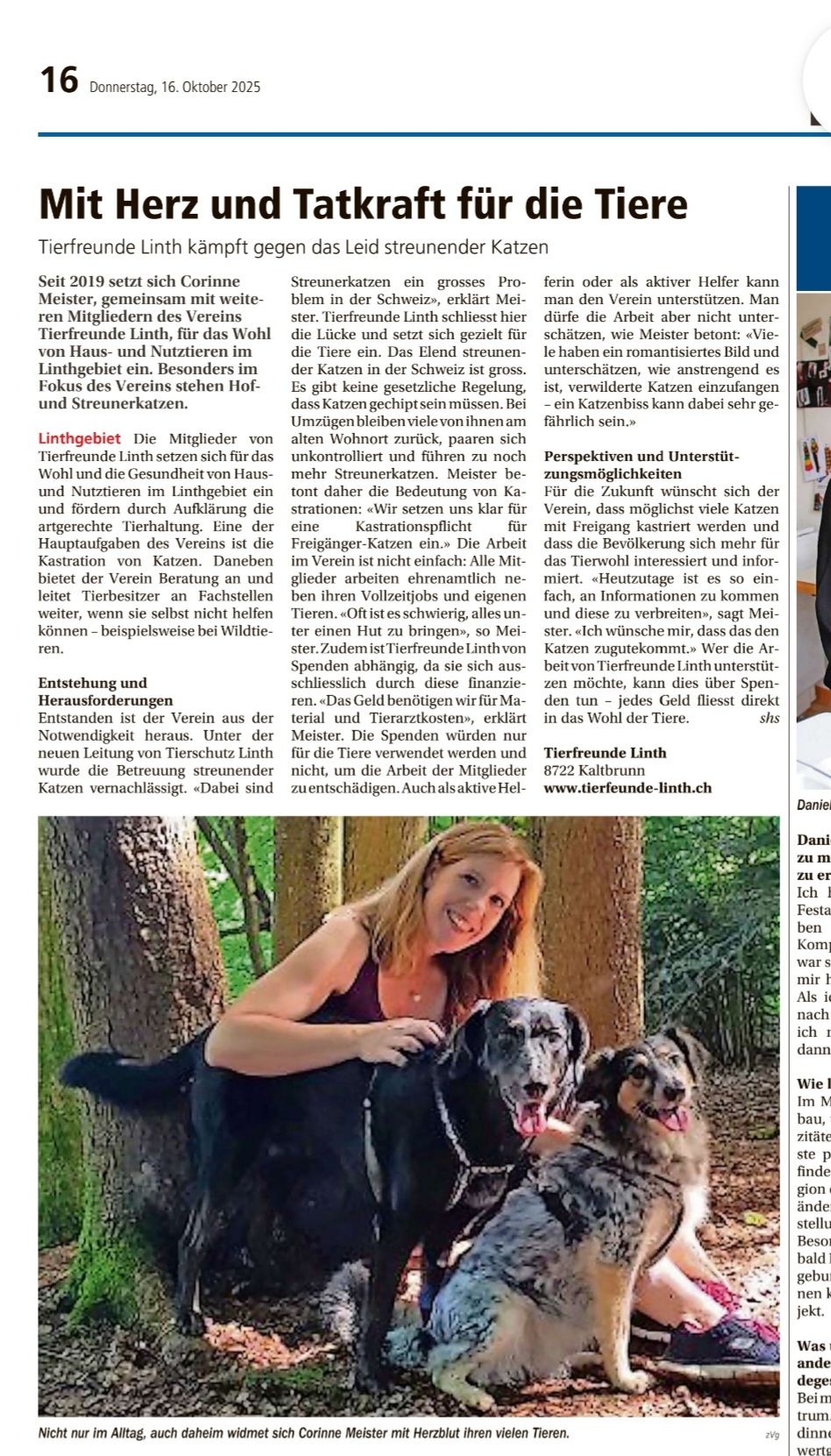 Tierschutz im Linthgebiet